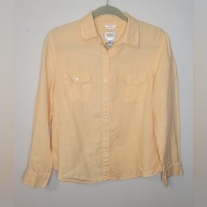 TALBOTS 100% LINEN button-down shirt in peach color Size M